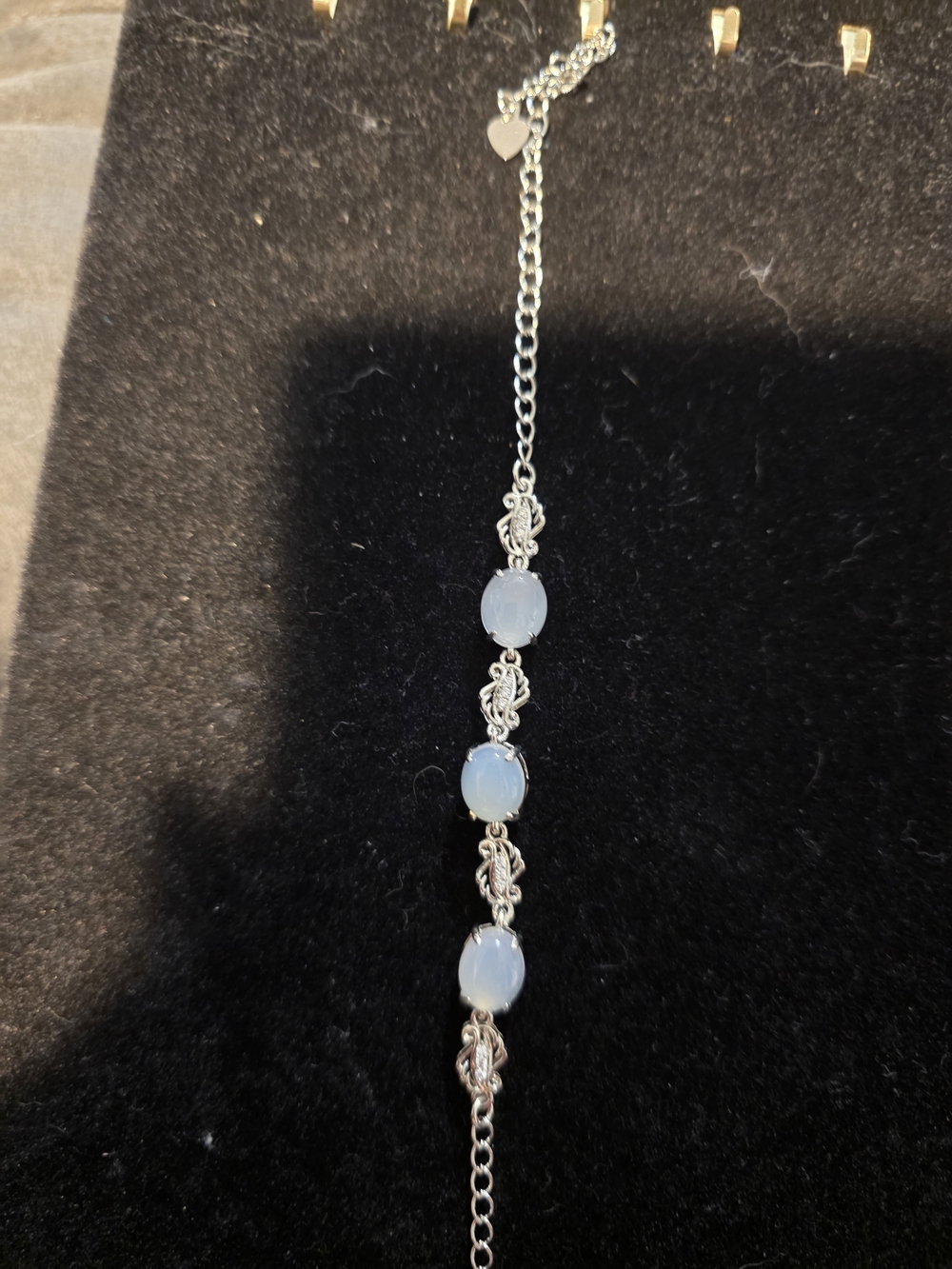 Sterling Silver White Jade  Stone Bracelet